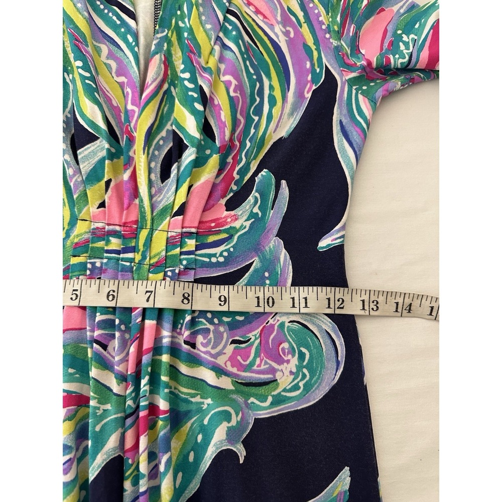 Lilly Pulitzer Marlowe Dress In Fronds Place V Neck 3/4 Sleeve Box Pleat Sz XS - Picture 6 of 7